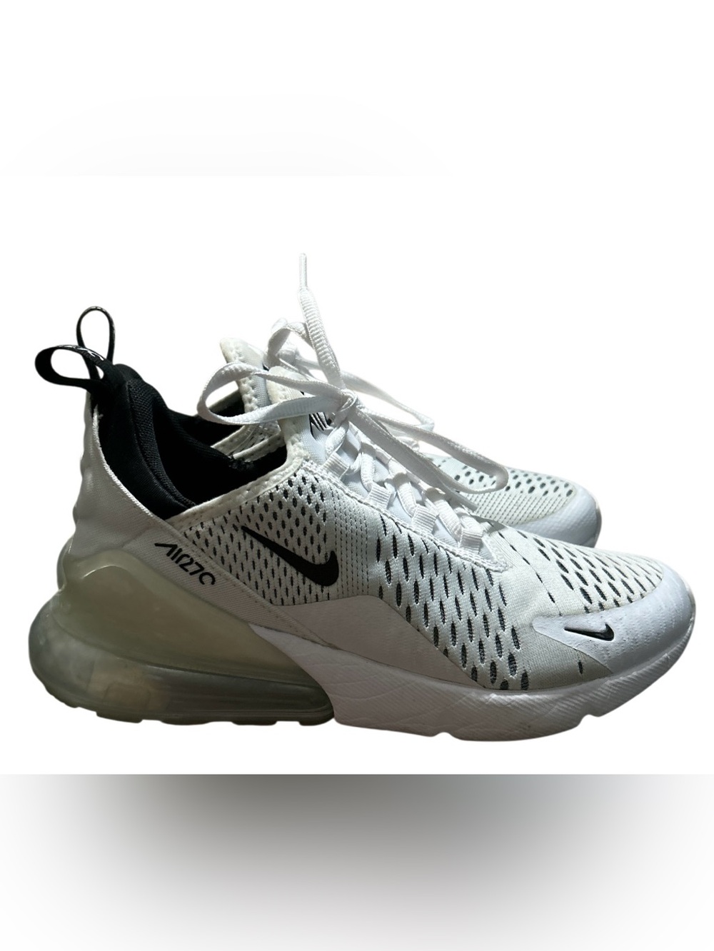 Nike White/Black Air Max 270 Lightweight Sneakers 7.5
